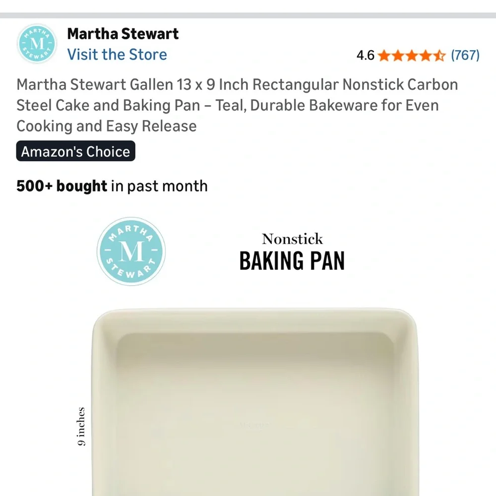 Martha Stewart Teal Nonstick Baking Pan